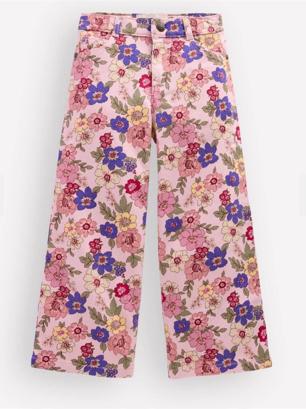 NWT Boden Pink Floral Wide-Leg Jeans for Kids